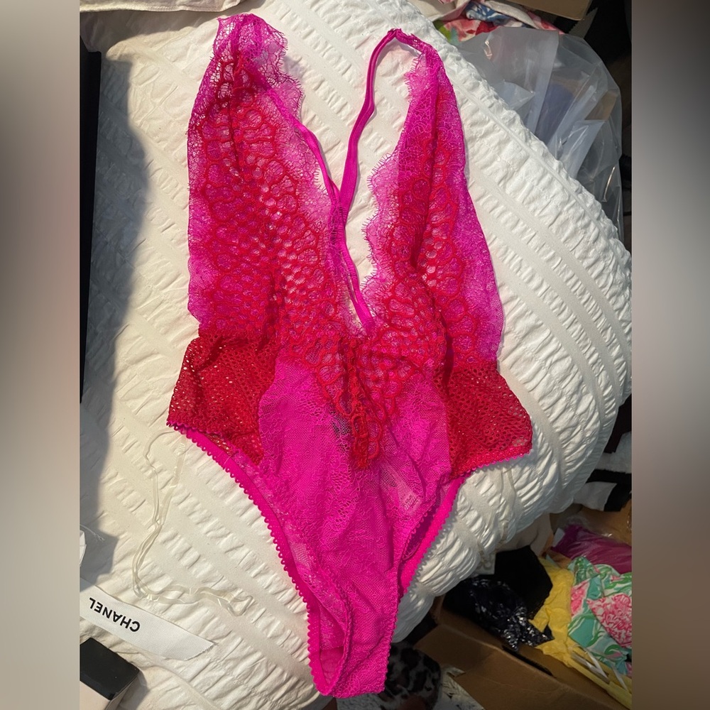 Victoria’s Secret Pink Red Lace Teddy Lingerie‎